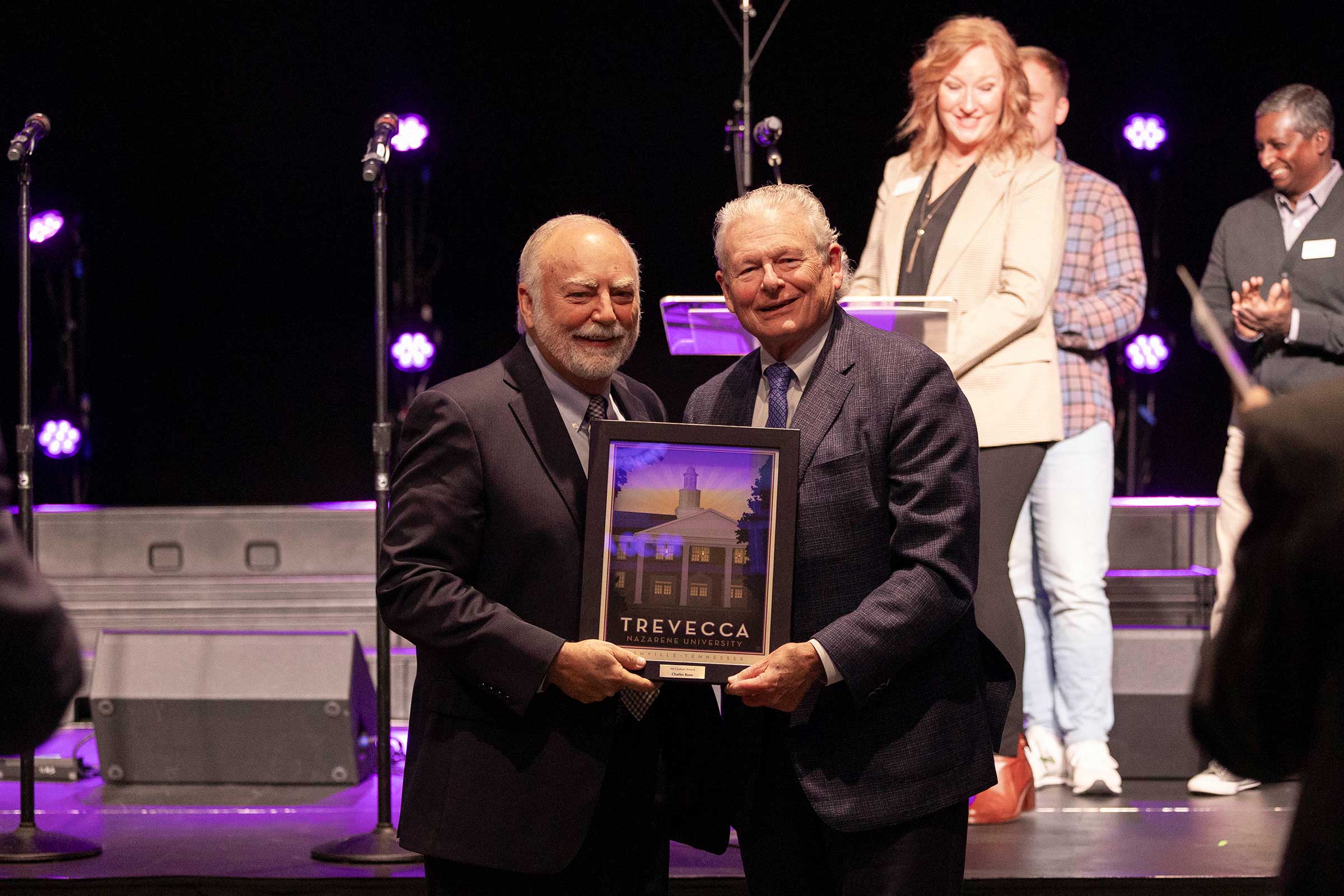 President Dan Boone presents awards at Trevecca's Founder's Day Chapel.